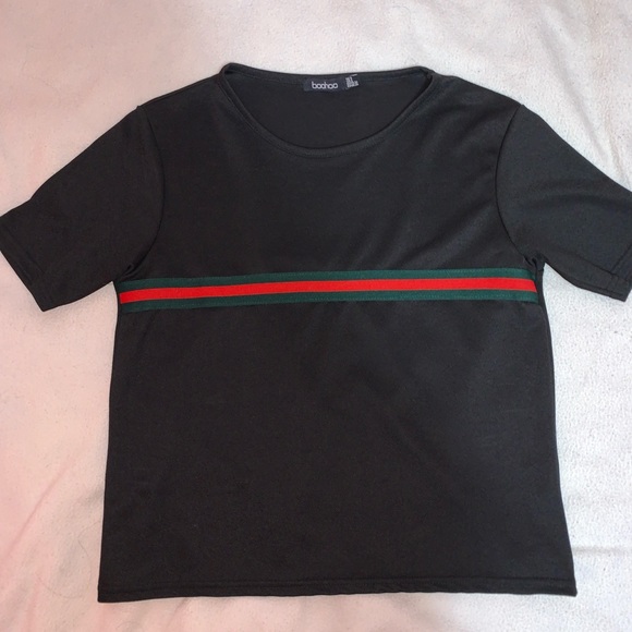 Boohoo black top with gucci stripe - Picture 2 of 3